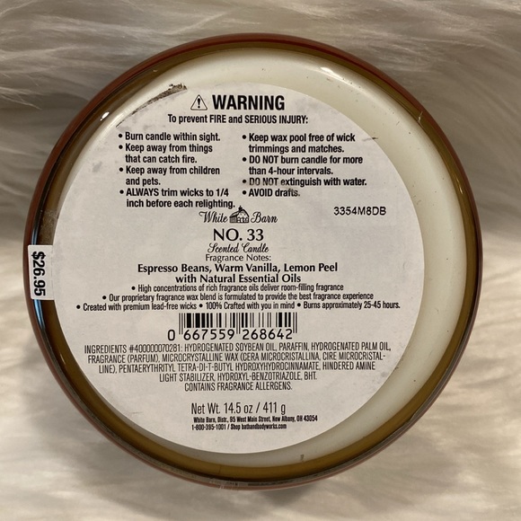 “No. 33” Limited Edition BBW / WB, 3-Wick Scented Candle, 14.5 oz / 411 g, NWTag - Picture 4 of 6